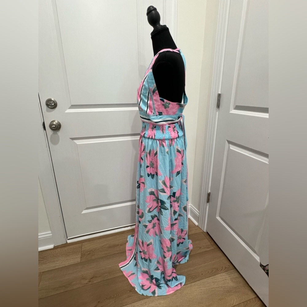 NWT Adore Floral Maxi Backless Dress in Pink and Blue Size Large - Picture 9 of 14